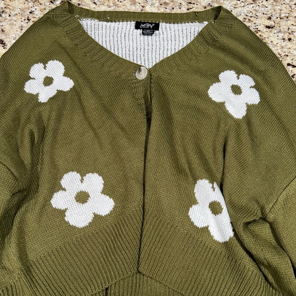 Knitted Green Flowered Jacket